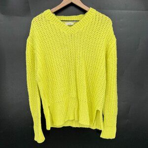NEW CLOTH by RD neon yellow loose knit sweater pullover v-neck cozy oversized S